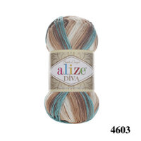 Cuộn len sợi màu loang Diva Batik hãng ALIZE YARNS đan móc áo, váy, khăn, bikini, túi ví - 4603