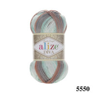 Cuộn len sợi màu loang Diva Batik hãng ALIZE YARNS đan móc áo, váy, khăn, bikini, túi ví - 5550