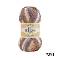 Cuộn len sợi màu loang Diva Batik hãng ALIZE YARNS đan móc áo, váy, khăn, bikini, túi ví - 7391