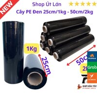 Cuộn Màng PE Đen 25cm/1kg - 50cm/2kg, lõi giấy 150gram, độ dầy màng 16 - 17 míc - Út Lớn