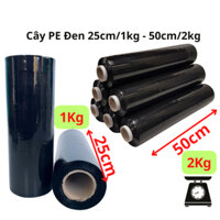 Cuộn Màng PE Đen 25cm/1kg - 50cm/2kg, lõi giấy 150gram, độ dầy màng 16 - 17 míc - Tân An An