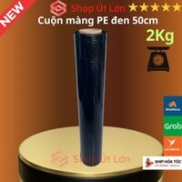 Cuộn Màng PE Đen 50cm, nặng 2Kg, rộng 50cm, lõi giấy 300gram, độ dầy màng 16 - 17 míc.