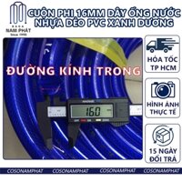 Cuộn Phi 16mm Dây Ống Nước Nhựa Dẻo PVC Xanh Ống Dẫn Nước Tưới Cây Ống Rửa Xe Đường Kính Trong 3 lớp