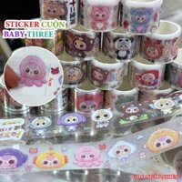 Cuộn sticker dán trang trí hình baby three nhiều biểu cảm siêu độc đáo