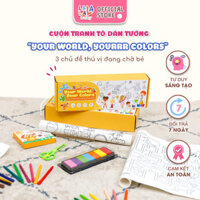 Cuộn tranh tô màu cho bé  CỠ LỚN dài 3m tặng kèm Kéo cắt, dán chắc không sợ bong hỏng tường