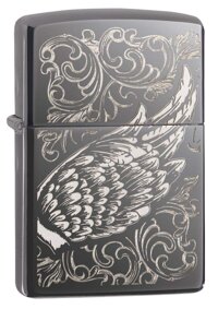 Custom Personalized Zippo Filigree Flame and Wing Design Windproof Lighter Free Engraving #29882