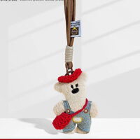 Cute Bean Bear Pendant Winter Knitted Bag Cartoon Plush Doll Ornaments Gift Car Teddy Bear Keychain ngKU