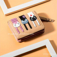 Cute card bag, short travel portable three cat coin purse/wallet, cartoon cute and simple student coin purse