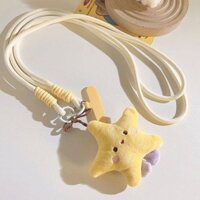 Cute Cartoon Yellow Five-Pointed Star Ornaments Mobile Phone Lanyard Pendant Doll Halter Strap Lanyard Phone Case Universal 84Es