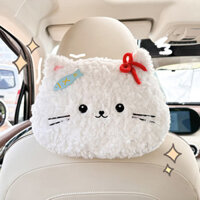 Cute Cat Car Tissue Box Creative Multifunctional Hanging Car Decoration Paper Extraction Box Plush Doll Automotive Headrest Female ULGa