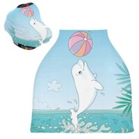 Cute Dolphin Green Nursing Cover for Newborn Breastfeeding Multi Use Infant Stroller Canopy Unisex Baby Car Seat Cover Shopping Cart High Chair