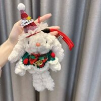 Cute Keychain Bag Pendant Gift Christmas Plush Couple Decoration Cartoon Bunny Doll Bear Stuffed Animal