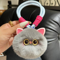 Cute Kitty Rex Rabbit Car Key Ring Pendant Pompon Plush Doll Schoolbag Pendant Gift pendant dtrK