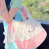 Cute Lamb Crossbody Backpack Plush Bag Doll Schoolbag Big Face Bag zY2X