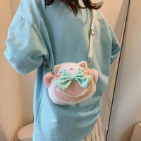 Cute Plush Doll JK Winter Lolita Bag Crossbody Handbag Cartoon Lucky Cat One Shoulder Bag Women 0BWY