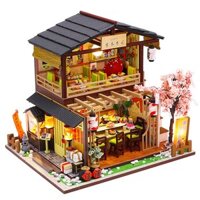 Cutebee DIY Dollhouse 3D Puzzle Mini House, Nhà Sushi Nhật Bản có đèn LED, Quà tặng sinh nhật cho trẻ em