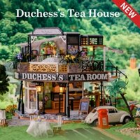 Cutebee DIY Nhà Búp Bê Nữ Công Tước Trà 3D Xếp Hình Miniatrue Nhà Phong Cách Châu Âu DIY Quà Tặng Năm Mới