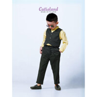 Cutieland - Bộ ghile bé trai tiệc sự kiện lễ hội lịch lãm màu đen áo khỉ quần tây gile bé trai