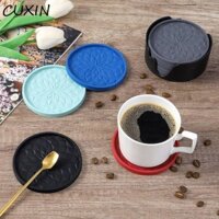 Cutin 6 / 10 Bộ Coaster Đồ Uống, Miếng Lót Cốc Silicon Tròn, Bảo Vệ Để Bàn Dày Chống Trơn Trượt Với Đế Thảm Trà Nhà Hàng Khách Sạn