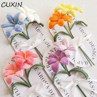 Cutin Bó hoa Tulip dệt bằng tay, Hoa nhân tạo thêu tay lãng mạn Hoa Tulip, Hoa giả DIY Craft Túi quà tặng Bó hoa cầm tay Quà tặng Ngày của Mẹ