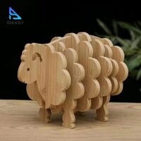 Cừu Hình Gỗ Đế Lót Ly Cừu Hình Bàn Đồ Uống Đế Lót Ly Bộ Trà Cốc Thảm Cho Trang Trại
