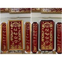 Cửu Huyền Thất Tổ Dát Vàng Bằng Đồng Khung Gỗ (Sơn Vàng, Đen) Cao 1m40 - 2 Loại (Không đèn, Có đèn)