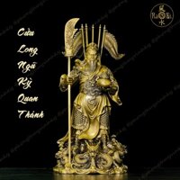 Cửu Long Ngũ Kỳ Quan Thánh Đế Quân - Quan Công Đứng Rồng - Tượng Đồng Thờ Cúng Cao Cấp