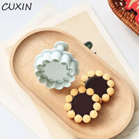 Cuxin 3 / 4 Máy cắt bánh quy sô cô la, Khuôn bánh quy mứt 3D bằng nhựa, Tem bánh quy ép tay Máy cắt bánh Sandwich hoa xanh tráng miệng