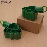 Cuxin 4 Cái / bộ Bộ Thìa Đo, Hình Cây Giáng Sinh Cốc Đo Sáng Tạo, Nhựa Có Thể Xếp Chồng Đa Năng 4 Kích Thước Muỗng Đường