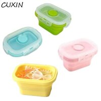 Cuxin 4 Hộp đựng thực phẩm bằng silicon, Hộp đựng thực phẩm kín chống rò rỉ, Hộp đựng tủ lạnh tái sử dụng có thể gập lại 150ml thực tế cho gia đình