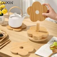 Cuxin 8 Cái / bộ Giá Đựng Cốc, Đế Lót Ly Gỗ Hoa Chống Trơn Trượt Chịu Nhiệt, Thảm Bát Thảm Tự Nhiên Mộc Mạc Có Thể Tái Sử Dụng Trà Miếng Lót Văn Phòng