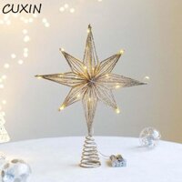 Cuxin Cây Giáng Sinh Toppers Ngôi Sao, Đèn LED Lấp Lánh Cây Giáng Sinh Toppers Đèn, Sắt Gia Đình Dạ Quang Ngôi Sao Tám Cánh Trang Trí Cây Giáng Sinh Năm Mới