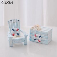 CUXIN Cuxin 2 Chiếc Ghế Đi Biển Hải Lý, Bộ Hộp Ghế Bãi Biển Mini Thủ Công Nhỏ, Đạo Cụ Ảnh Bằng Gỗ Phong Cách Địa Trung Hải Hộp Bãi Biển Đồ Trang Trí Bãi Biển Mùa Hè