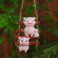 Cuxin Mèo Leo Núi Cây Nho Mặt Dây Chuyền, Nhựa Dễ Thương Tượng Lợn Mặt Dây Chuyền, Thủ Công Hoạt Hình Sáng Tạo Chống Thấm Nước Động Vật Điêu Khắc Cây Cảnh