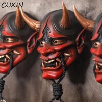 Cuxin Prajna Head Cover, Horns Ghost Face Soft Nhật Bản Prajna Latex Mask, Cosplay Prop Đỏ và Đen Với Dây Quỷ Mặt nạ Trang phục hóa trang