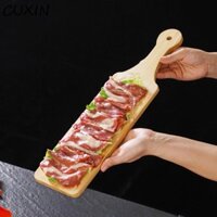 Cuxin Thịt Nướng Khay Gỗ, Đĩa Thịt Bò Lẩu Màu Trơn Sáng Tạo Bền Tiện Lợi Đĩa Gỗ Dài Tinh Tế Nhà Hàng