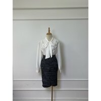 CV3191 Chân váy MANGO Hàng hiệu chính hãng thời trang nữ màu đen trắng size M Secondhand thanh lý ký gửi
