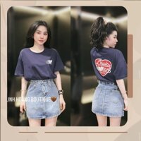 CV60  CHÂN VÁY JEANS XANH BẠC CẠP 2 ĐAI