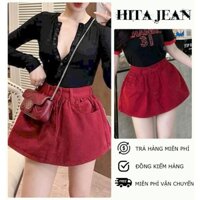 [CVLA09] CHÂN VÁY JEAN NỮ DÁNG CHỮ A LƯNG CAO TRƠN XÒE MÀU ĐỎ CÁ TÍNH TÔN DÁNG