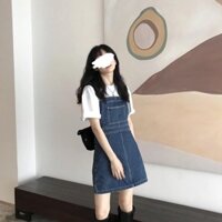 cx Váy jeans dạng yếm dáng lỡ ôm người siêu xinh 34