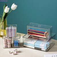 Cyberglide 5 Cái / bộ Hộp Bảo Quản Ngăn Kéo Trong Suốt, Thùng Đựng Văn Phòng Phẩm Nhựa Chống Bụi Lỗ Tròn, Tiết Kiệm Không Gian Cạnh Tròn Đa Năng Có Nắp Bộ Dụng Cụ Trang Điểm Phòng Ngủ