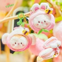 Cyberlinx Sang Trọng Khỉ Ví Đựng Tiền Xu, Ví Búp Bê Nhồi Bông Sang Trọng Búp Bê Móc Khóa Túi, Thời Trang Màu Hồng Dây Kéo Đào Hoạt Hình Thỏ Móc Khóa Túi Bé Gái