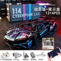 Cyberpunk siêu xe Lamborghini điều khiển từ xa tương thích Lego đồ chơi lắp ráp ô tô khối xây dựng mô hình cậu bé đua xe
