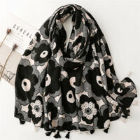 [Cyco] Khăn Mùa Thu Đông Nam Nữ Dày Vải Lanh Cotton Mềm Cảm Thấy Khăn Lụa Mềm Mại Hoa Hà Lan Handmade Tua Rua Du Lịch Khăn Choàng