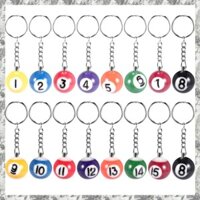 [D E O K] Bộ móc khóa bi-a đầy màu sắc 16 chiếc, Bóng móc chìa khóa ma thuật Mini Eightball Billar Bida Dây chuyền phụ kiện