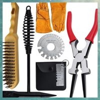 [D G Y J] Bộ công cụ loại bỏ xỉ hàn 6 CÁI Bộ kìm hàn MIG với tấm kim loại Đồng hồ đo độ dày Găng tay hàn Máy đo dây