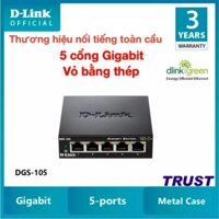 D-Link Gigabit Vỏ thép Bộ chia mạng Switch 5 cổng RJ45 Tăng tốc máy chủ - Thiết bị chuyển mạch D-LINK DGS-105/DGS-105GL