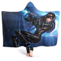 D-Va Over-Watch Gantz Hooded Blanket Flannel Wearable Soft Warm Throw Blanket Wrinkle-Resistant Cozy Hooded Cloak Cosplay Cape for Adults Kids Wint...