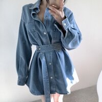 d100|đầm jean denim mùa hè cá tính thời trang hàn quốc gdorder