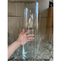 (D12cm x H40cm) Lọ hoa bình bông thuỷ tinh trụ tròn 12x40cm - bể cá mini - terrarium